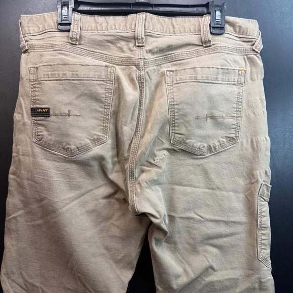 Ariat Rebar M4 Relaxed Straight Pants Mens 34x34 Khaki Carpenter Utility FLAW - Picture 13 of 14